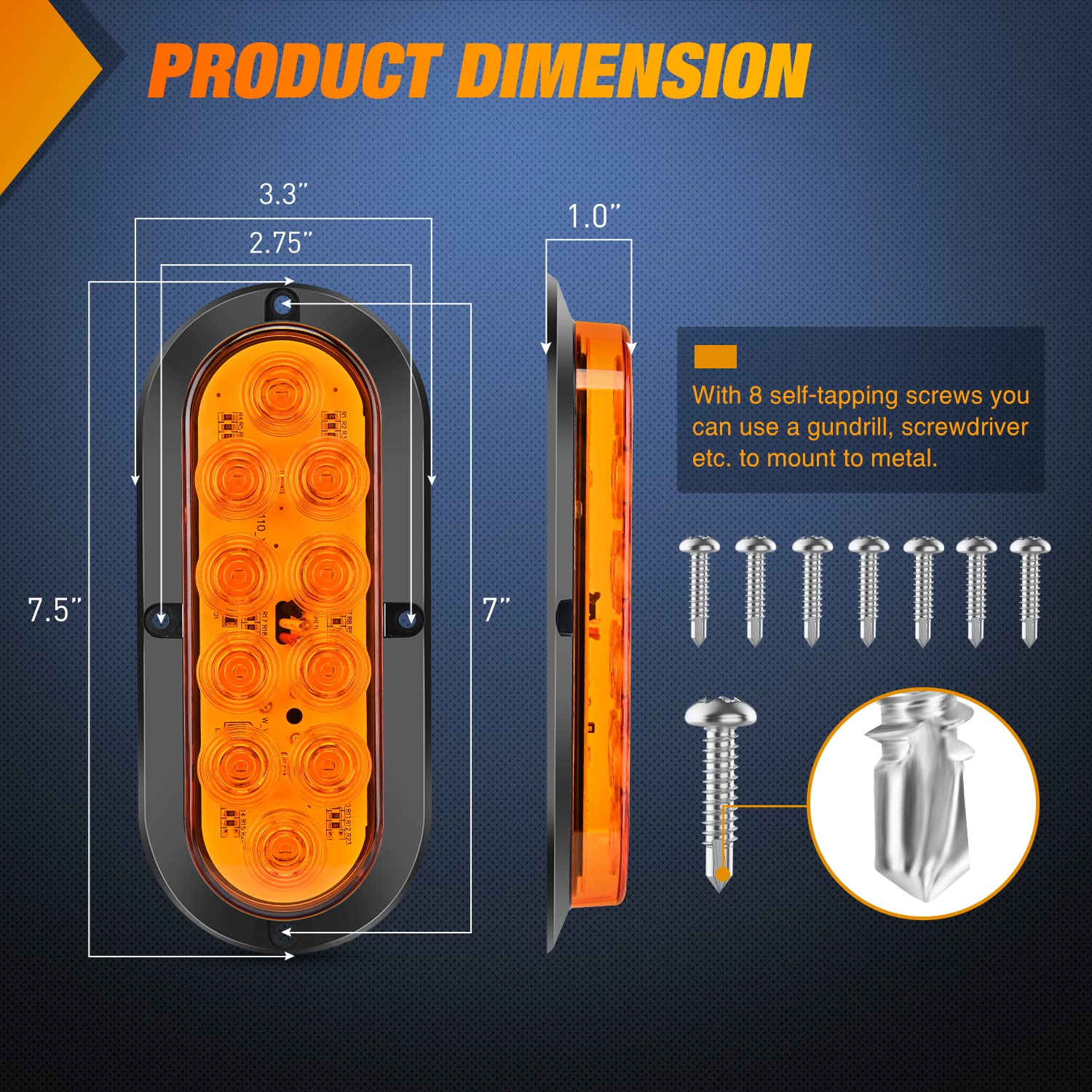 Nilight 6" Oval Amber Led Trailer Tail Lights 2Pcs 10 Led Waterproof Turn Signalstrailer Lights For Truck Rv Boat Bus Lorry Camper Van Caravan